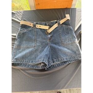 Zena Jeans Womens Vintage High Waisted Denim Shorts with Belt Medium Wash Sz 16